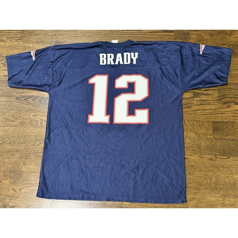 New England Patriots Football Jersey Mens XXL 2XL Navy Blue NFL Brady 12